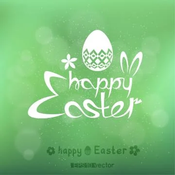 Happy Easter text on blur green bokeh Illustrazione stock
