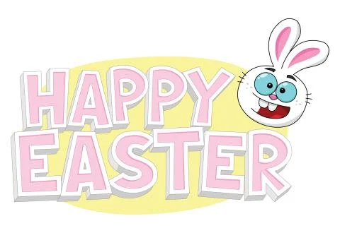 Happy Easter Text With Bunny Stock Illustration
