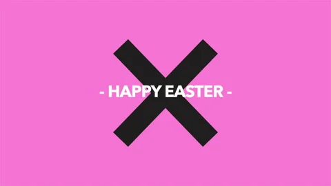 Happy Easter text with cross on fashion pink gradient Video stock 258728009
