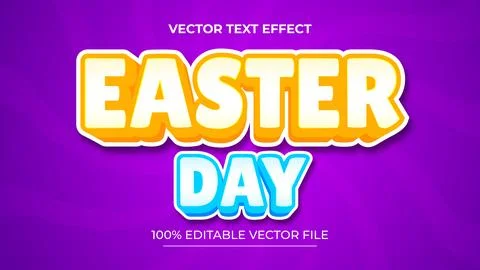 Happy Easter Text Effect 3D Textured Style Editable Text Effect Stock Illustration
