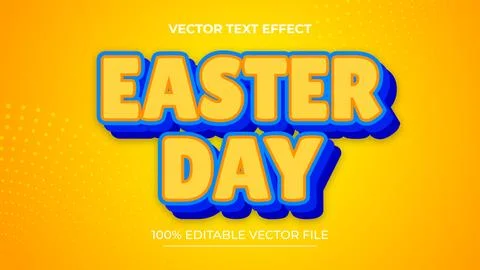 Happy Easter Text Effect 3D Textured Style Editable Text Effect Stock Illustration