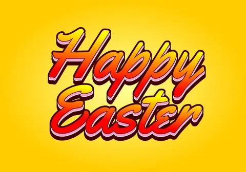 Happy easter. Text effect design in eye catching colors and 3 dimension style Stock Illustration