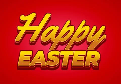 Happy easter. Text effect design in eye catching colors and 3 dimension style Stock Illustration