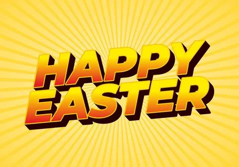 Happy easter. Text effect design in eye catching colors and 3 dimension style Stock Illustration