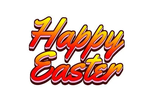 Happy easter. Text effect design in eye catching colors and 3 dimension style Stock Illustration