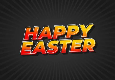Happy easter. Text effect design in eye catching colors and 3 dimension style Stock Illustration