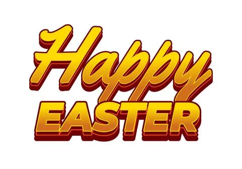 Happy easter. Text effect design in eye catching colors and 3 dimension style Stock Illustration