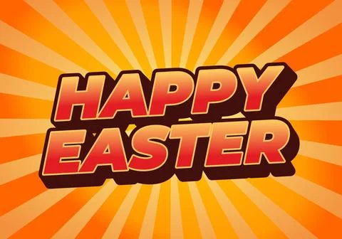 Happy easter. Text effect design in eye catching colors and 3 dimension style Stock Illustration