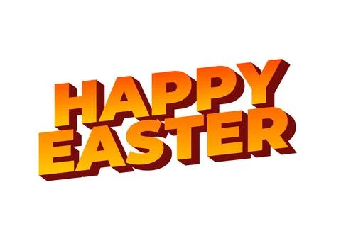 Happy easter. Text effect design in eye catching colors and 3 dimension style Stock Illustration