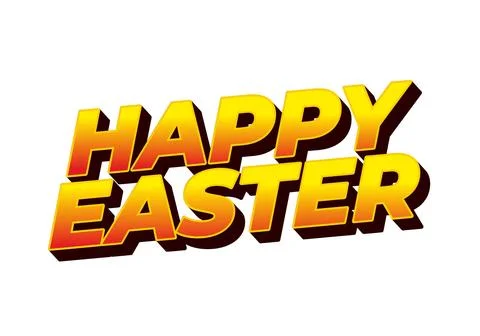 Happy easter. Text effect design in eye catching colors and 3 dimension style Stock Illustration