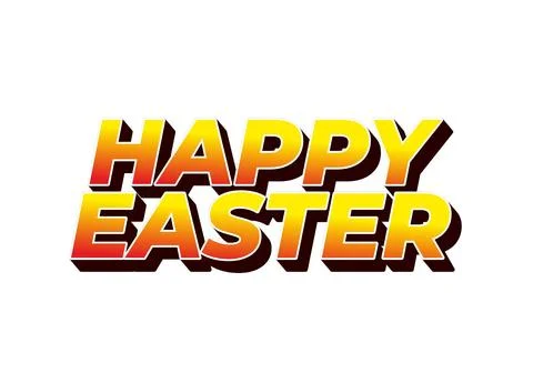 Happy easter. Text effect design in eye catching colors and 3 dimension style Stock Illustration