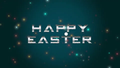 Happy Easter text with fly confetti on blue gradient Stock Footage 232413202