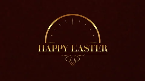 Happy Easter text with gold clock on black gradient Stock Footage 232837581