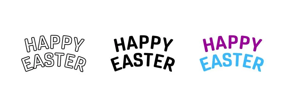 Happy Easter text icon. Festive holiday greeting typography vector illustra.. Stock Illustration