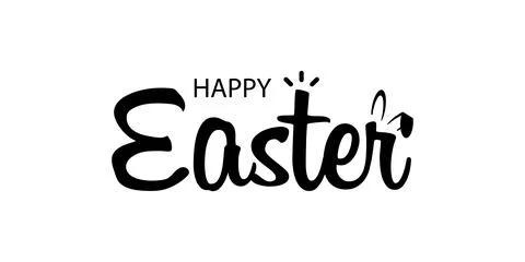 Happy easter text illustration. Horizontal greeting banner with bunny. Vector Stock Illustration
