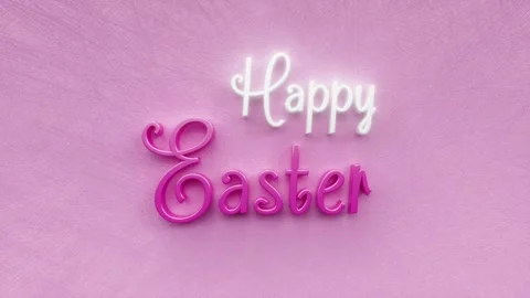 Happy Easter text inscription, spring religious traditional holiday Video stock 166993745