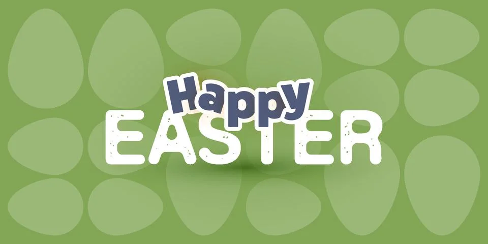 Happy Easter - Text, Label on Geometric Green Easter Eggs Patterns of Abstr.. Stock Illustration