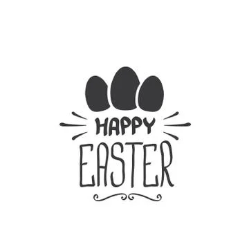 Happy easter text lettering isolated on white. vector Happy Easter doodle Stock Illustration