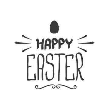 Happy easter text lettering isolated on white. vector Happy Easter doodle Stock Illustration