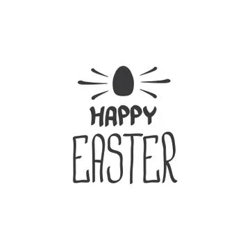 Happy easter text lettering isolated on white. vector Happy Easter doodle Stock Illustration