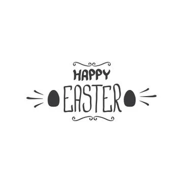 Happy easter text lettering isolated on white. vector Happy Easter doodle Stock Illustration