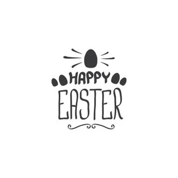 Happy easter text lettering isolated on white. vector Happy Easter doodle Stock Illustration