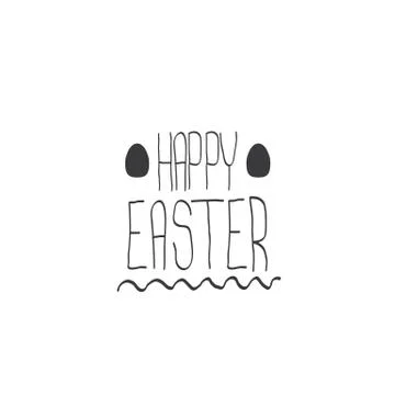 Happy easter text lettering isolated on white. vector Happy Easter doodle Stock Illustration