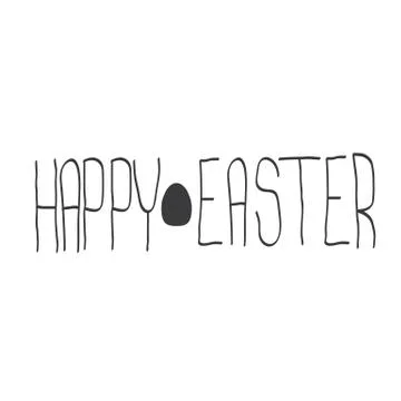 Happy easter text lettering isolated on white. vector Happy Easter doodle Stock Illustration