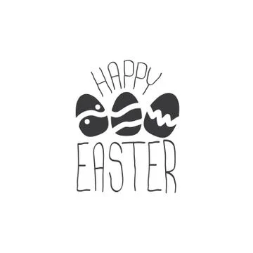 Happy easter text lettering isolated on white. vector Happy Easter doodle Stock Illustration