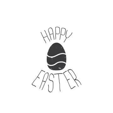 Happy easter text lettering isolated on white. vector Happy Easter doodle Stock Illustration