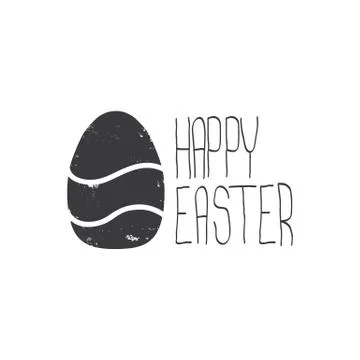 Happy easter text lettering isolated on white. vector Happy Easter doodle Stock Illustration