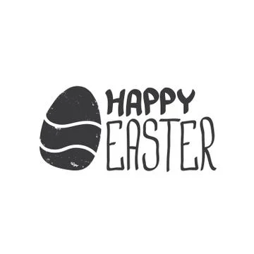 Happy easter text lettering isolated on white. vector Happy Easter doodle Stock Illustration