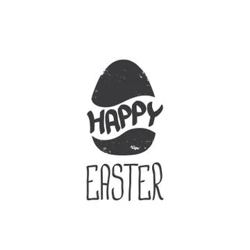 Happy easter text lettering isolated on white. vector Happy Easter doodle Stock Illustration