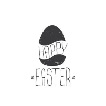 Happy easter text lettering isolated on white. vector Happy Easter doodle Stock Illustration