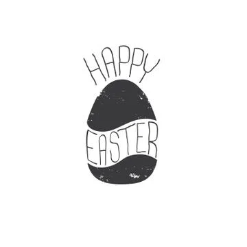 Happy easter text lettering isolated on white. vector Happy Easter doodle Stock Illustration