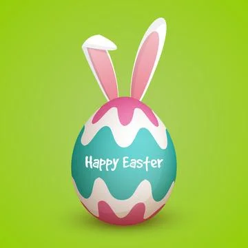 Happy Easter Text Over Egg Shaped Bunny Illustration. Stock Illustration