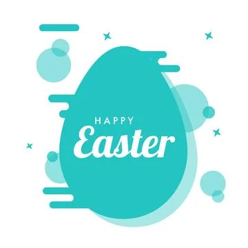 Happy Easter Text Over Egg Shape on Abstract Turquoise and White Background. Stock Illustration