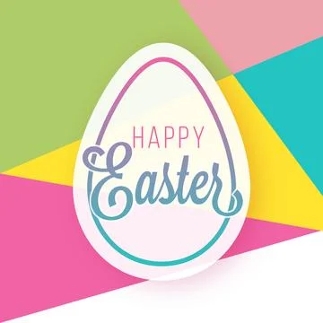 Happy Easter Text Over Egg Shape Frame or Card on Colorful Abstract Backgroun Illustrazione stock