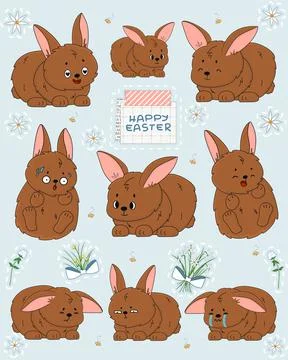 Happy Easter text is on paper with washi tape and peace of newspaper. Set of  Stock Illustration