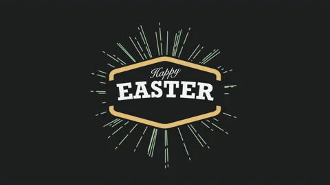 Happy Easter text with retro lines on black gradient Vídeo Stock 232405150
