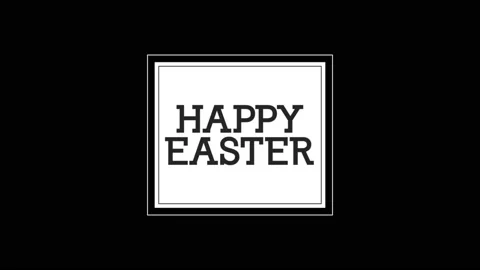 Happy Easter text in white frame on black gradient Видео 232405157