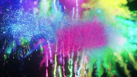 Happy easter text written with fireworks background display Stock Footage 300973482