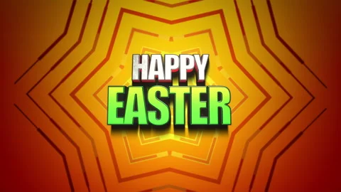 Happy Easter text on yellow geometric gradient pattern Stock Footage 232840715