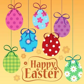 Happy Easter theme with ornamental eggs Illustrazione stock