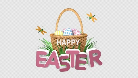 Happy Easter title and Easter basket on a seamless loop Stock Footage 304112020
