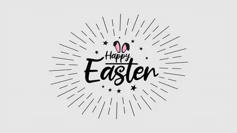 Happy Easter Title Card with Alpha Black Stock Footage 148176124