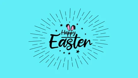 Happy Easter Title Card Blue color Stock Footage 148176375