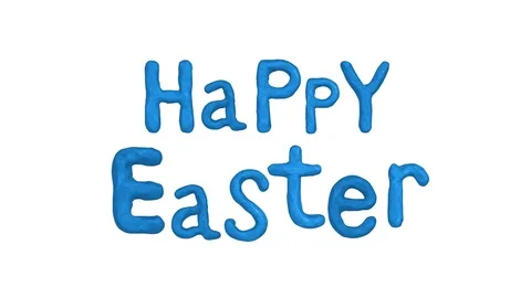 Happy Easter title in Clay. Alpha matte. 4K Stock Footage 72725100
