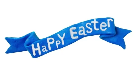 Happy Easter title in Clay. Alpha matte. 4K Video stock 72725135
