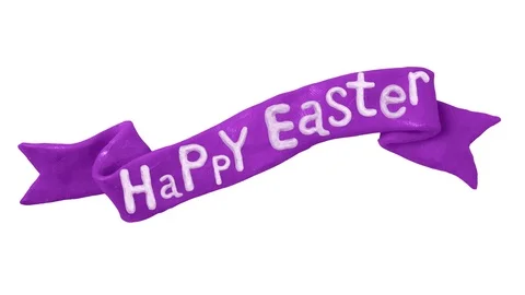 Happy Easter title in Clay. Alpha matte. 4K Video stock 72725142